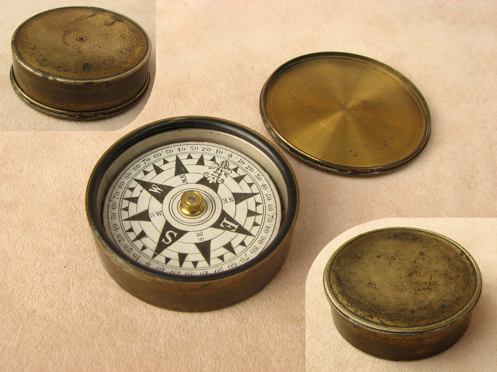 Early Victorian brass cased pocket compass - circa 1860